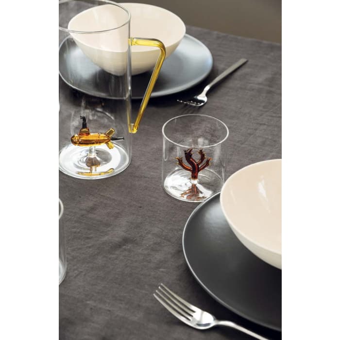 WDLIFESTYLE - Bicchiere in vetro borosilicato con soggetto in vetro colorato all'interno