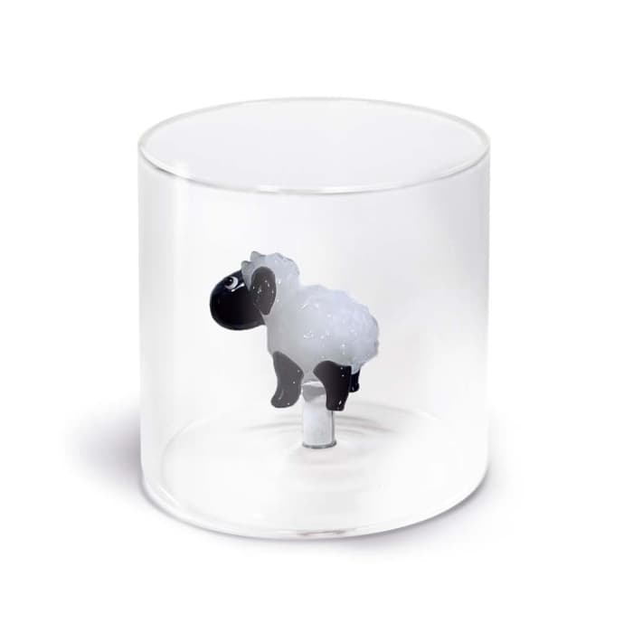 WDLIFESTYLE - Bicchiere in vetro borosilicato con soggetto in vetro colorato all'interno