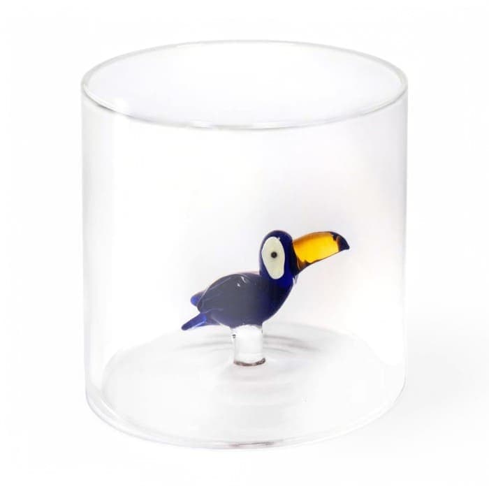 WDLIFESTYLE - Bicchiere in vetro borosilicato con soggetto in vetro colorato all'interno