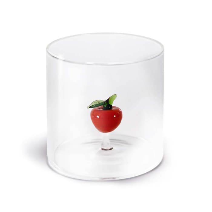 WDLIFESTYLE - Bicchiere in vetro borosilicato con soggetto in vetro colorato all'interno