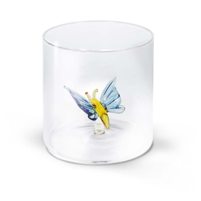 WDLIFESTYLE - Bicchiere in vetro borosilicato con soggetto in vetro colorato all'interno