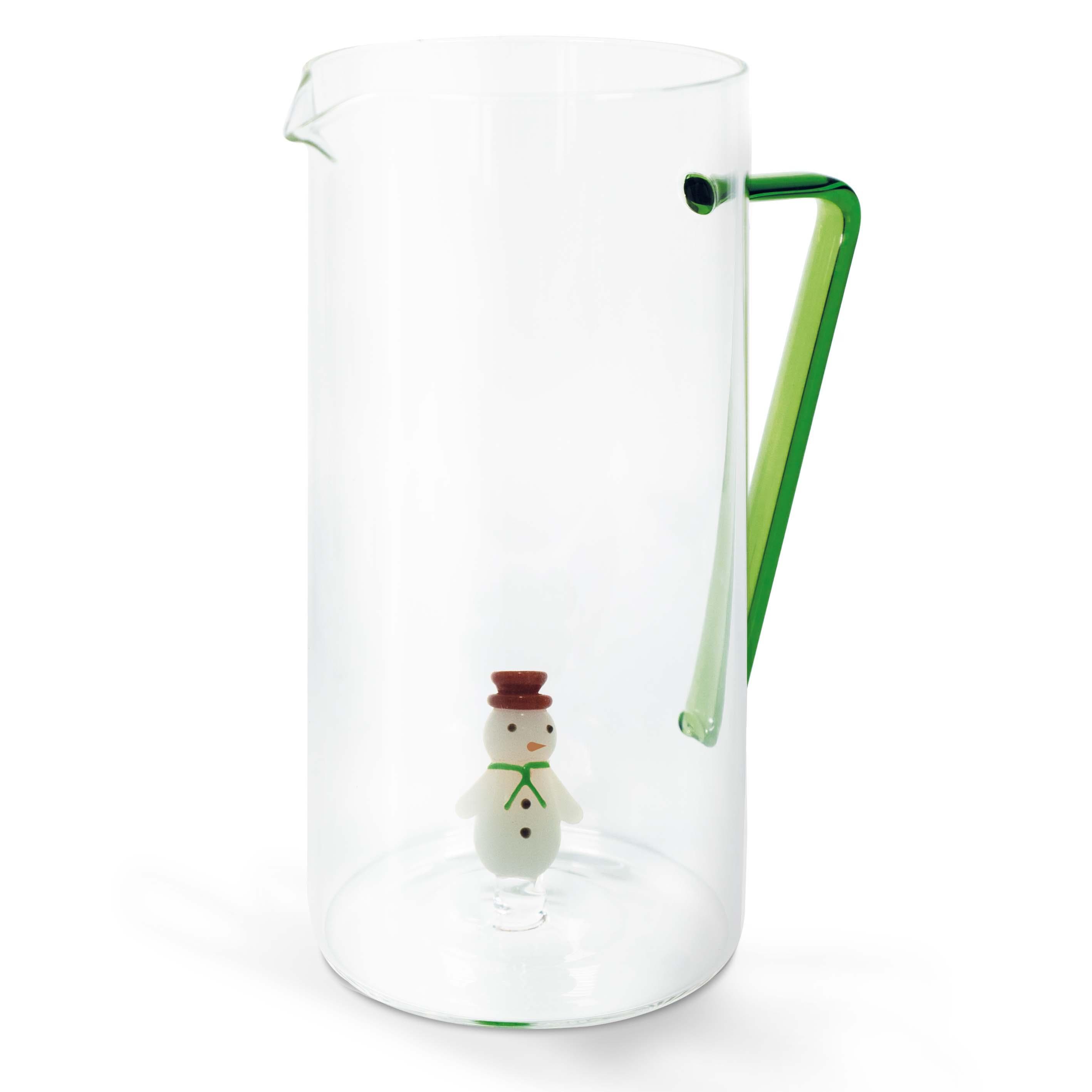 WDLIFESTYLE - Caraffa in vetro borosilicato con decoro in vetro colorato all'interno
