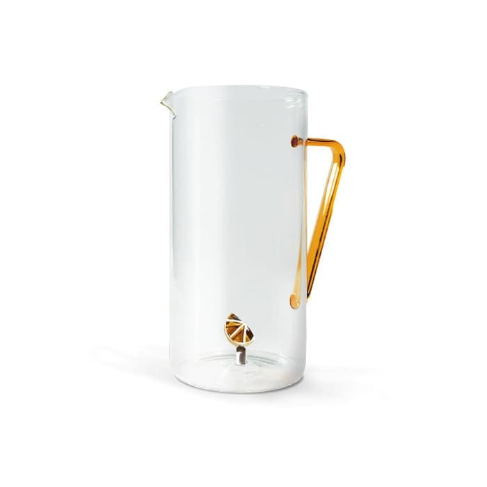 WDLIFESTYLE - Caraffa in vetro borosilicato con decoro in vetro colorato all'interno