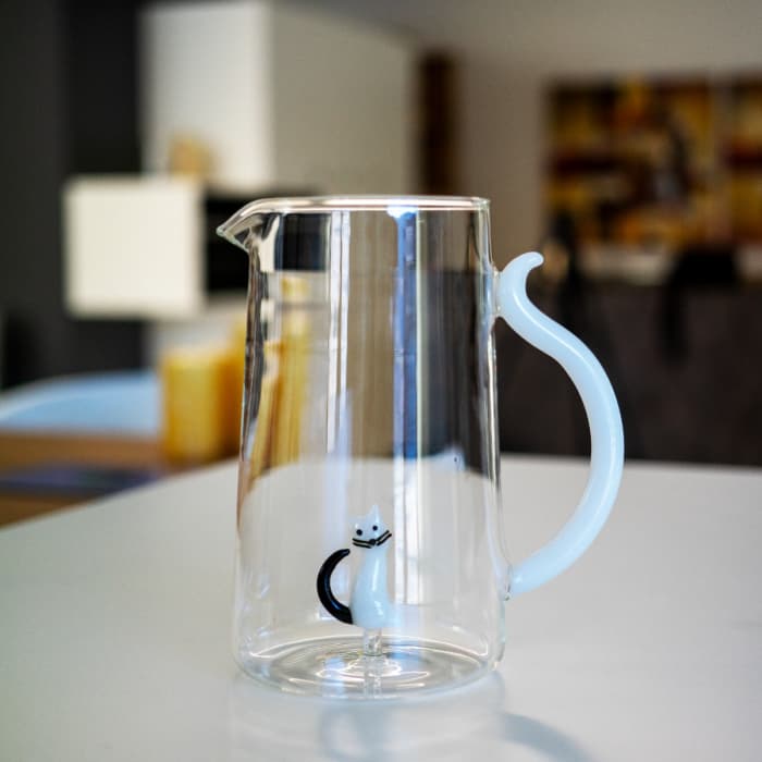 WDLIFESTYLE - Caraffa in vetro borosilicato con decoro in vetro colorato all'interno